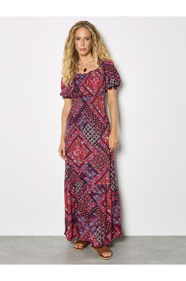 Boho Folk Print Maxi Dress