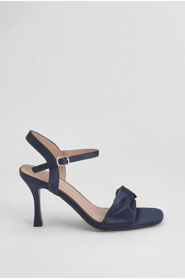 Wide Fit Sally Satin Soft Twist Front High Stiletto Heel Sandals
