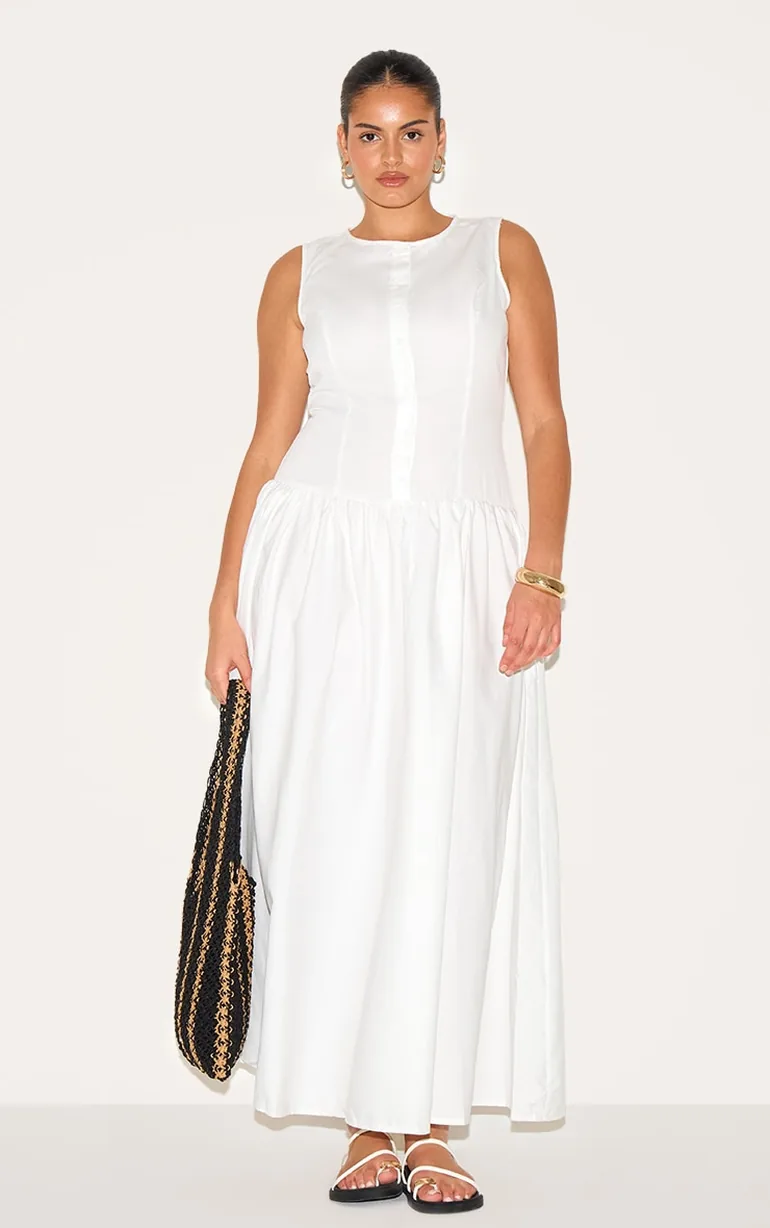 Plus White Button Down Drop Waist Maxi Dress Prettylittlething White : Dresses : VogaCloset Kazakhstan Plus White Button Down Drop Waist Maxi Dress Prettylittlething White : Dresses : VogaCloset Kazakhstan