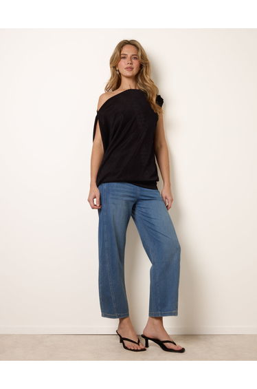 Deep Band Slinky Oversize Tunic Top