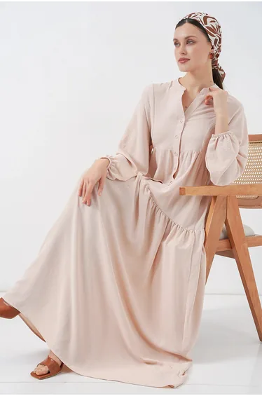 BDART V-Neck Button Closure Relaxed Fit Maxi Dress