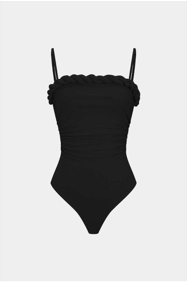 Solid Twist Knot Ruched Sleeveless Bodysuit
