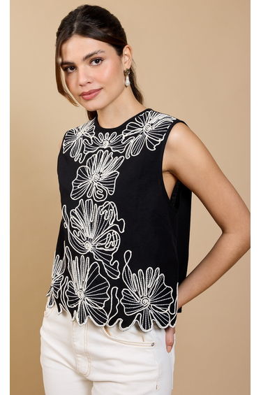 Melisa Black Cornelli Top