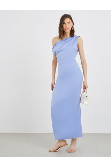 Solid One Shoulder Bodycon Maxi Dress