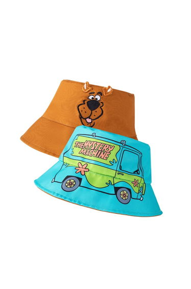Scooby Doo Childrens/Kids Reversible Bucket Hat - Brown/Sky Blue