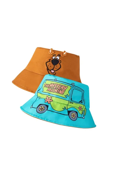Scooby Doo Childrens/Kids Reversible Bucket Hat - Brown/Sky Blue