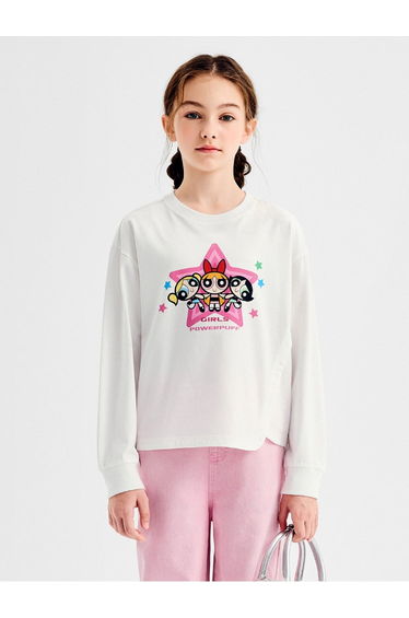 Girls' Overlap Hem Sweatshirt With Print