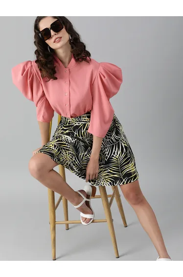 بلوزة نسائي بأزرار - زهري