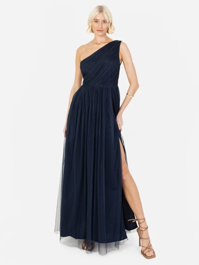 chinese dress ladies Anaya With Love Recycled Frosty Green Ruffled One Shoulder Maxi Dress   Maya Deluxe