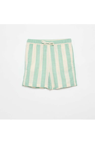 Striped shorts with elasticated waist GREEN