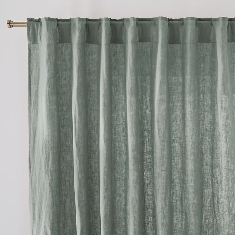 Onega Washed Linen Single Curtain with Concealed Tabs - 4