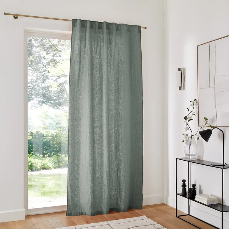 Onega Washed Linen Single Curtain with Concealed Tabs - 7
