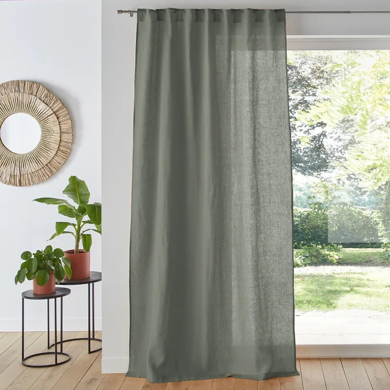 Onega Washed Linen Single Curtain with Concealed Tabs - 1