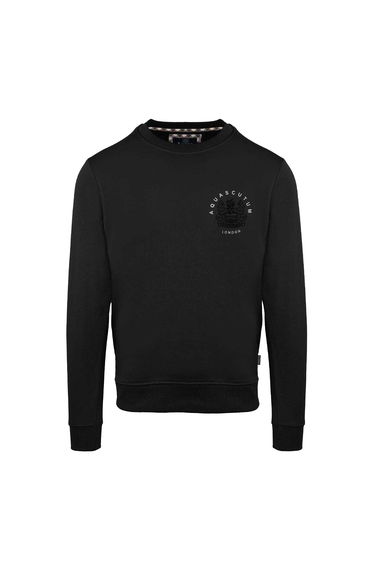 Aquascutum Mens Crew Neck Long-Sleeved Sweatshirt - Black