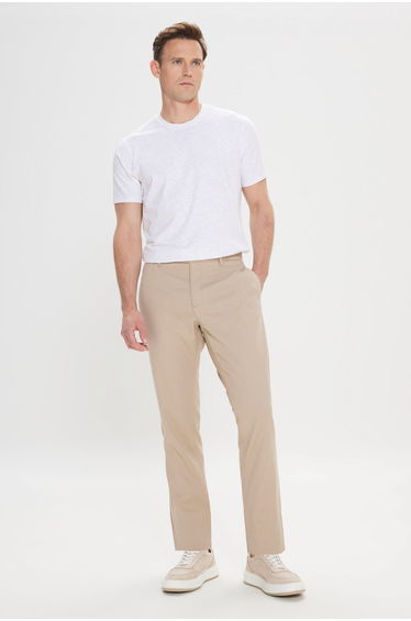 Men's Mink Comfort Fit Relaxed Cut Side Pocket Patterned Elastic Waist Trousers