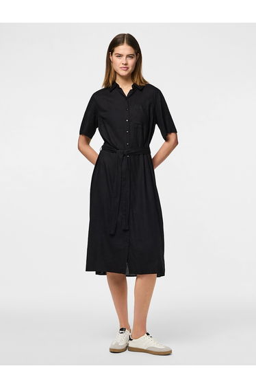 Tie Waist Shirt Dress with Short Sleeves