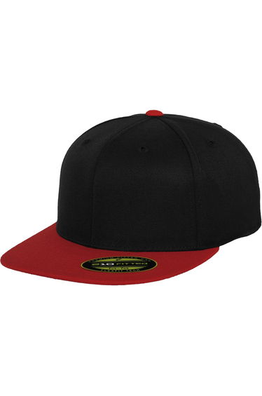 Flexfit By Yupoong Premium 210 Fitted Two Tone Baseball Cap - Black/Red