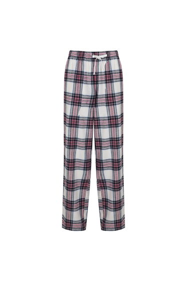 SF Womens/Ladies Tartan Lounge Pants - White/Pink