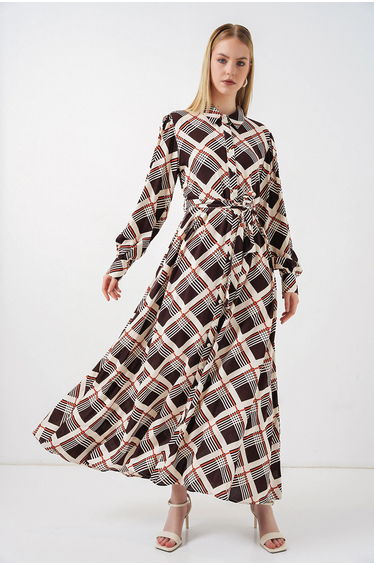 BDART Plaid Midi Shirt Dress with Button Closure