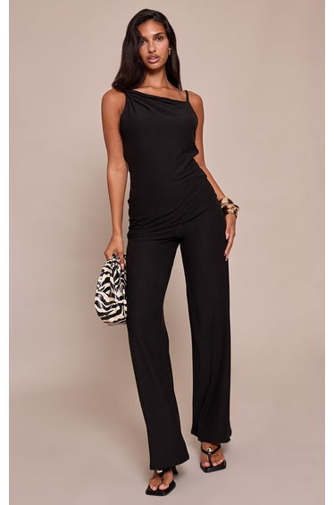 Black Soft Touch Straight Leg Trousers