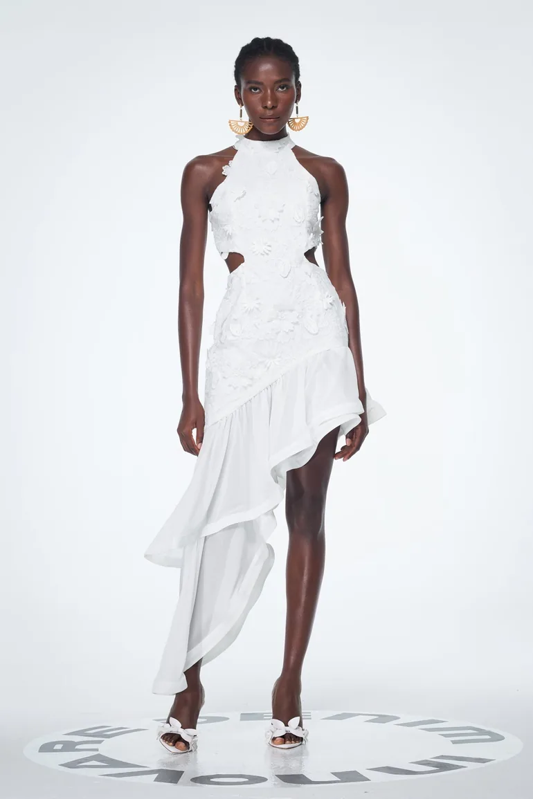 Bacchus Cutout Flower Asymmetric Mini Dress - 2