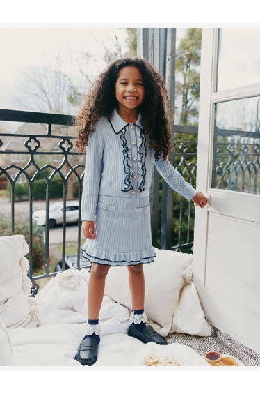 Self Portrait Girls Frill Trim Skirt in Blue