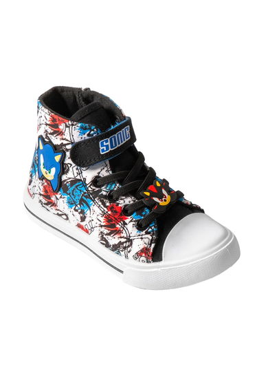 Sonic The Hedgehog Boys Graffiti Lace Up Trainers - Black/White/Red