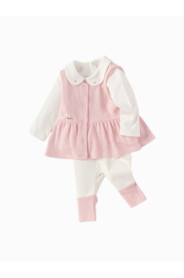 Girls' Knitted Layered Top And Bottom Set