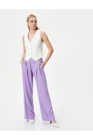 Pocket Detail Viscose Wide Leg Palazzo Pants