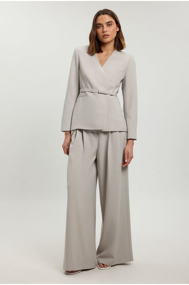 Compact Stretch Belted Tailored Jacket