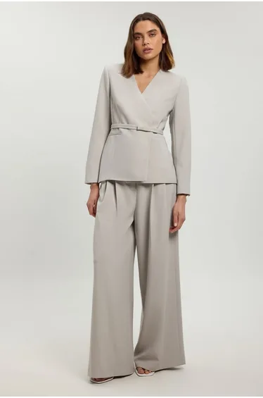 Compact Stretch Belted Tailored Jacket