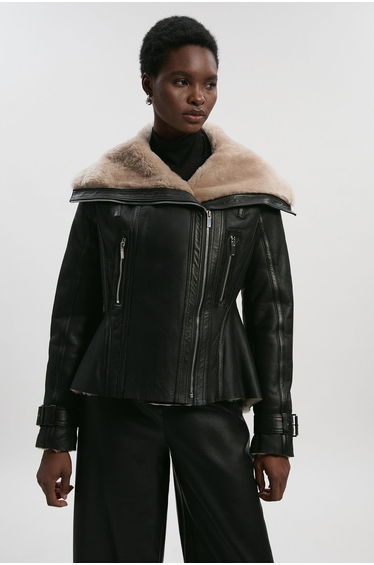 Shearling High Low Jacket