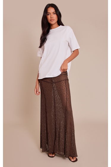 Chocolate Lace Seam Detail Maxi Skirt