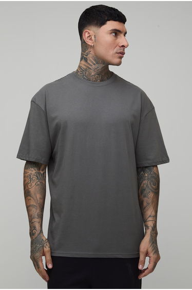 Tall Oversized Dove Worldwide Back Print T-shirt - charcoal