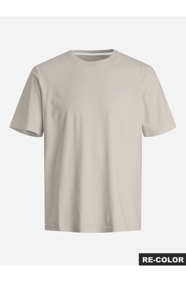 Beige Crew Neck Cotton T-Shirt