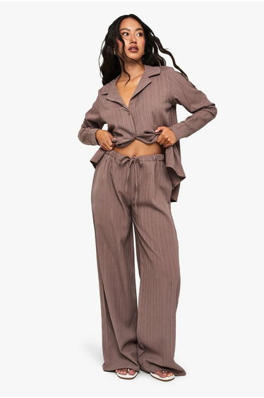 Crinkle Low Rise Trouser - mocha