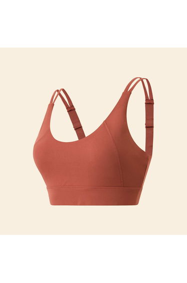 High-Support Twist-Back Sports Bra BROWN