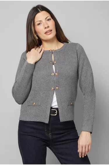 Fitted Double Button Knitted Jacket