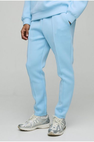 Slim Tapered Bonded Scuba Joggers - light blue