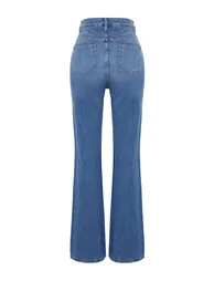 Dark Blue High Waist Wide Leg Jeans - 6