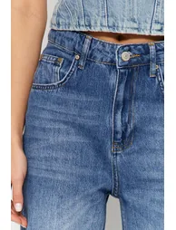 Dark Blue High Waist Wide Leg Jeans - 3