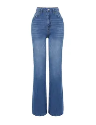 Dark Blue High Waist Wide Leg Jeans - 7