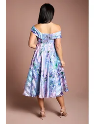 Petite Stripe Organza Pleat Top Midi Dress - 2