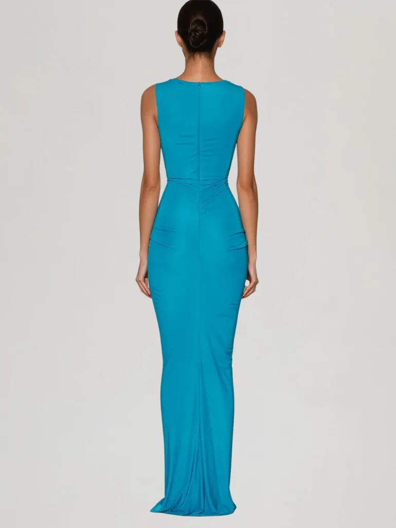 Quvion Sleeveless Cutout Ruched Maxi Dress - 2