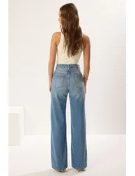 Blue High Waist Wide Leg Jeans - 4