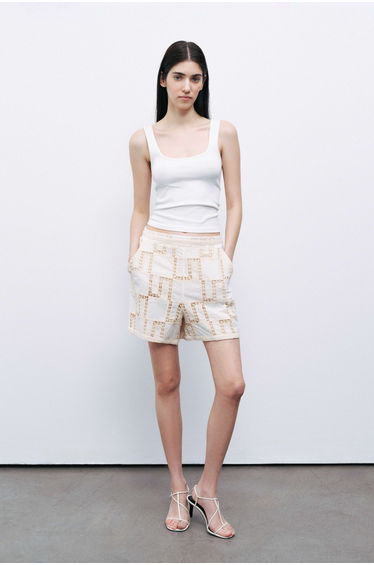 Embroidered Mini Shorts