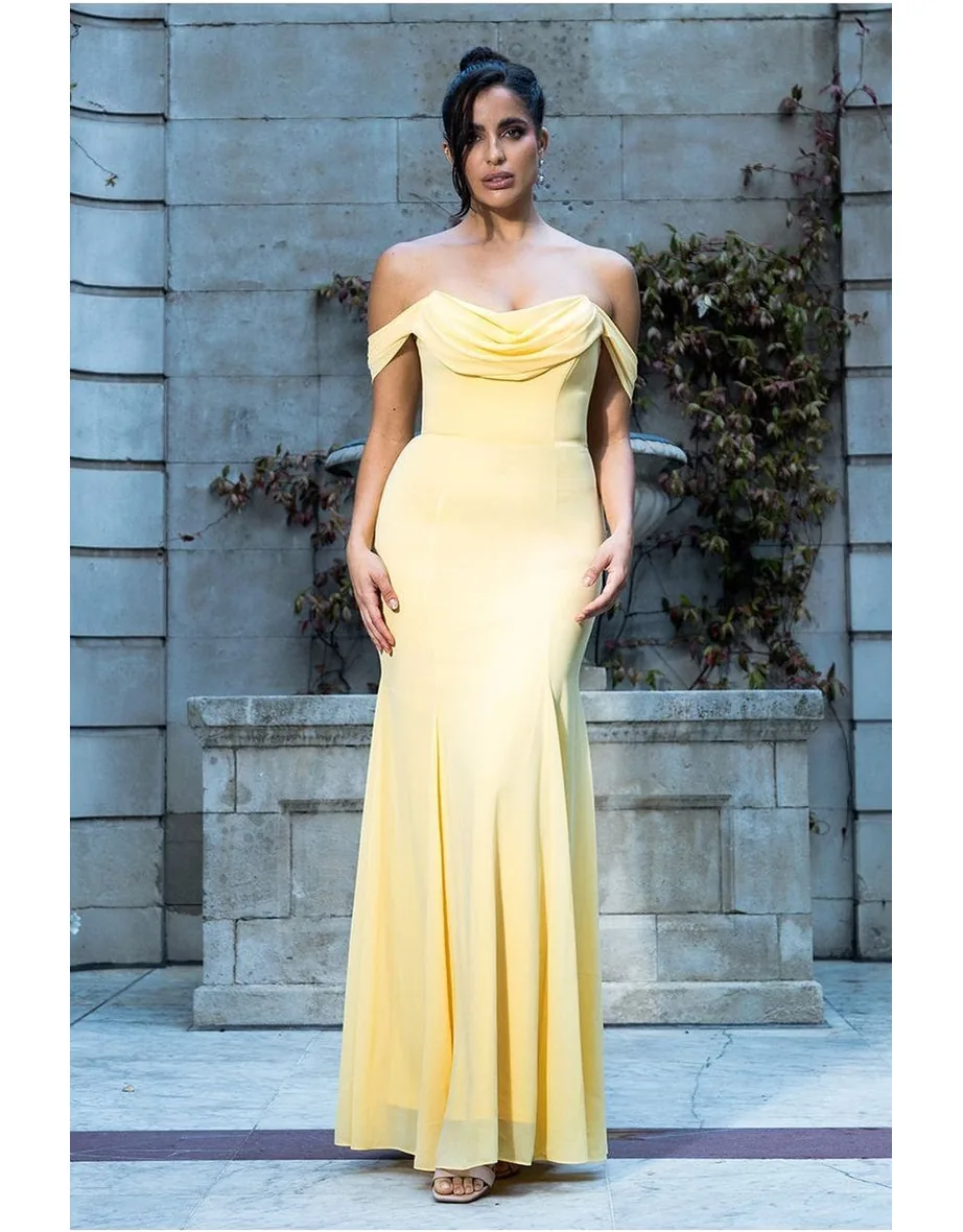 goddiva cowl neck chiffon maxi dress reviews Shop Goddiva Chiffon Bardot Cowl Neck Maxi Dress Online in Iraq