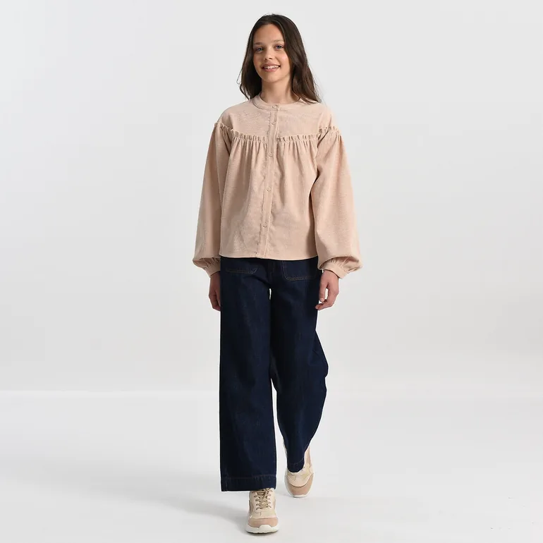 Draping Long Sleeve Blouse - 1