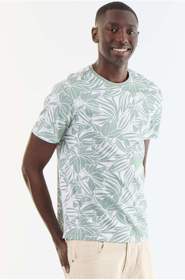Short-sleeved graphic print T-shirt GREEN