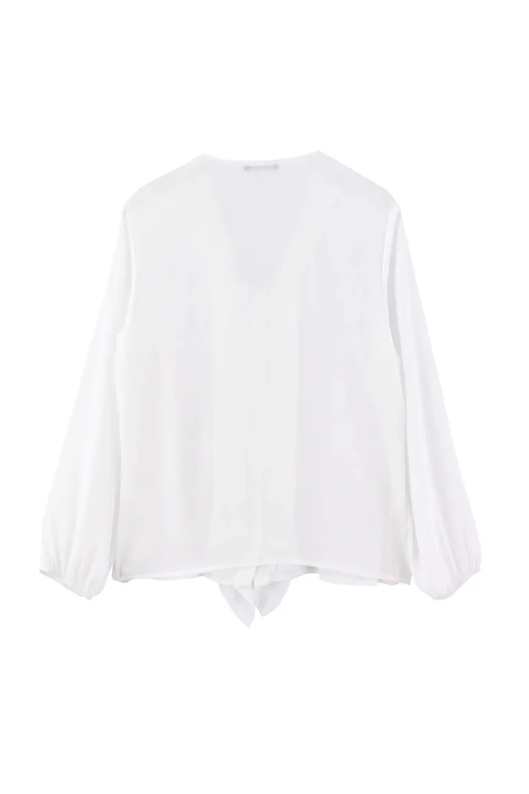 Ecru Chiffon Woven Plus Size Blouse - 3